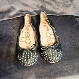 Size 10 Black Beatrix Studded Flat Sam Edelman